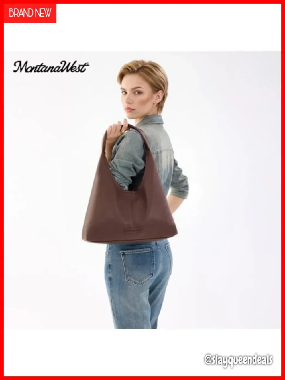 Slouchy Hobo Shoulder Bag Faux Leather Tote with Pouch